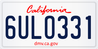 CA license plate 6ULO331