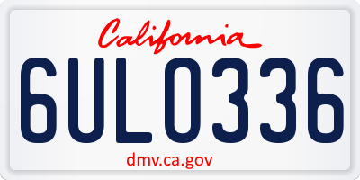 CA license plate 6ULO336