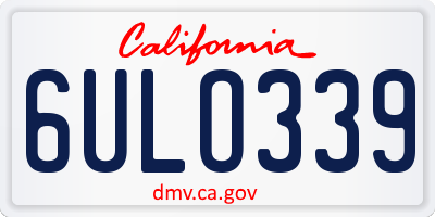 CA license plate 6ULO339