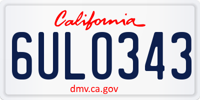 CA license plate 6ULO343