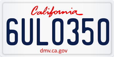 CA license plate 6ULO350