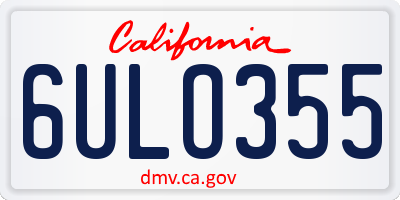 CA license plate 6ULO355