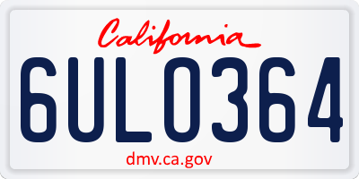 CA license plate 6ULO364