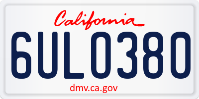 CA license plate 6ULO380