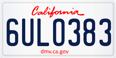 CA license plate 6ULO383