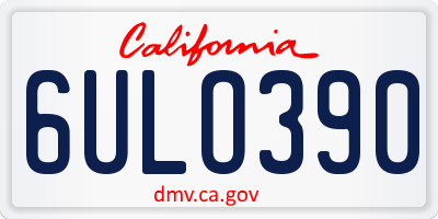 CA license plate 6ULO390