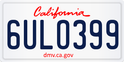 CA license plate 6ULO399