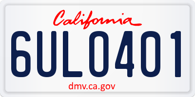 CA license plate 6ULO401