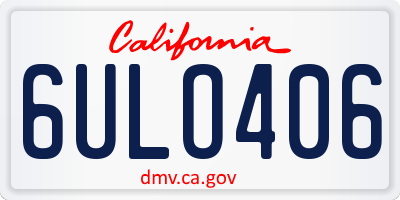 CA license plate 6ULO406