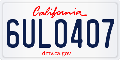 CA license plate 6ULO407
