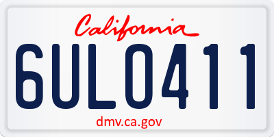 CA license plate 6ULO411