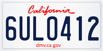 CA license plate 6ULO412