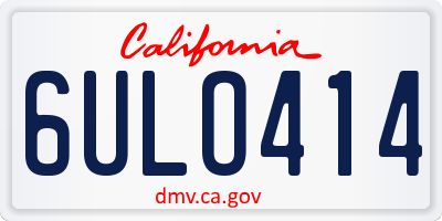 CA license plate 6ULO414