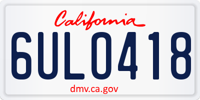 CA license plate 6ULO418