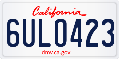 CA license plate 6ULO423