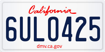CA license plate 6ULO425