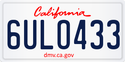 CA license plate 6ULO433