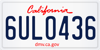 CA license plate 6ULO436