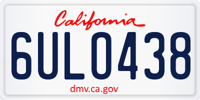 CA license plate 6ULO438