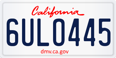 CA license plate 6ULO445