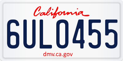 CA license plate 6ULO455