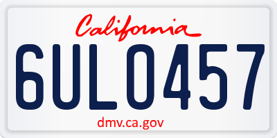 CA license plate 6ULO457
