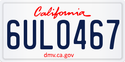 CA license plate 6ULO467