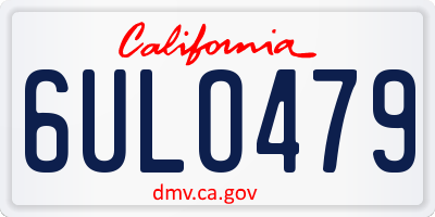 CA license plate 6ULO479