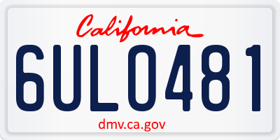 CA license plate 6ULO481