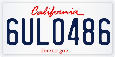 CA license plate 6ULO486