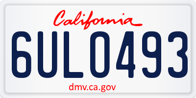 CA license plate 6ULO493