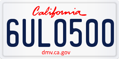CA license plate 6ULO500