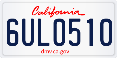 CA license plate 6ULO510