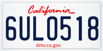 CA license plate 6ULO518