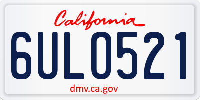 CA license plate 6ULO521