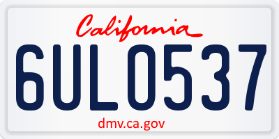 CA license plate 6ULO537