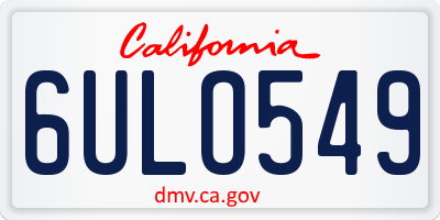 CA license plate 6ULO549
