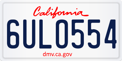 CA license plate 6ULO554