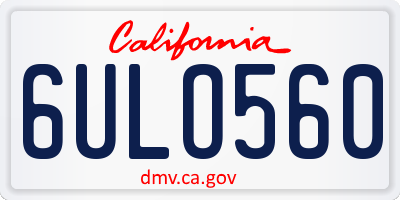 CA license plate 6ULO560