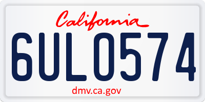 CA license plate 6ULO574