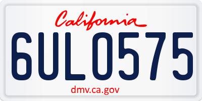 CA license plate 6ULO575