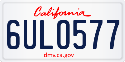 CA license plate 6ULO577