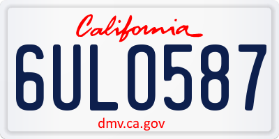 CA license plate 6ULO587