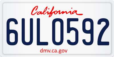 CA license plate 6ULO592