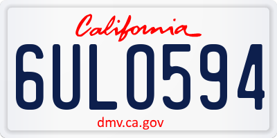 CA license plate 6ULO594