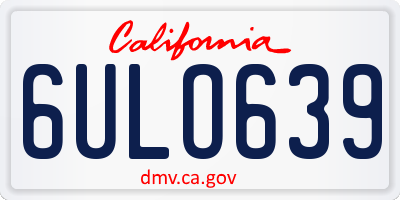CA license plate 6ULO639