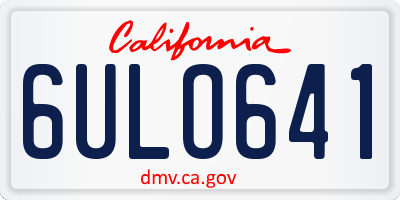 CA license plate 6ULO641