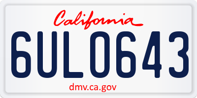 CA license plate 6ULO643