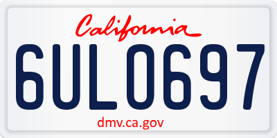 CA license plate 6ULO697