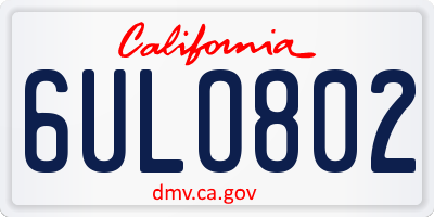 CA license plate 6ULO802